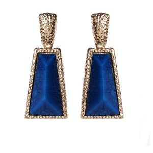 Amrita Singh NWT Blue & Hammered  Gold-Tone Earrings